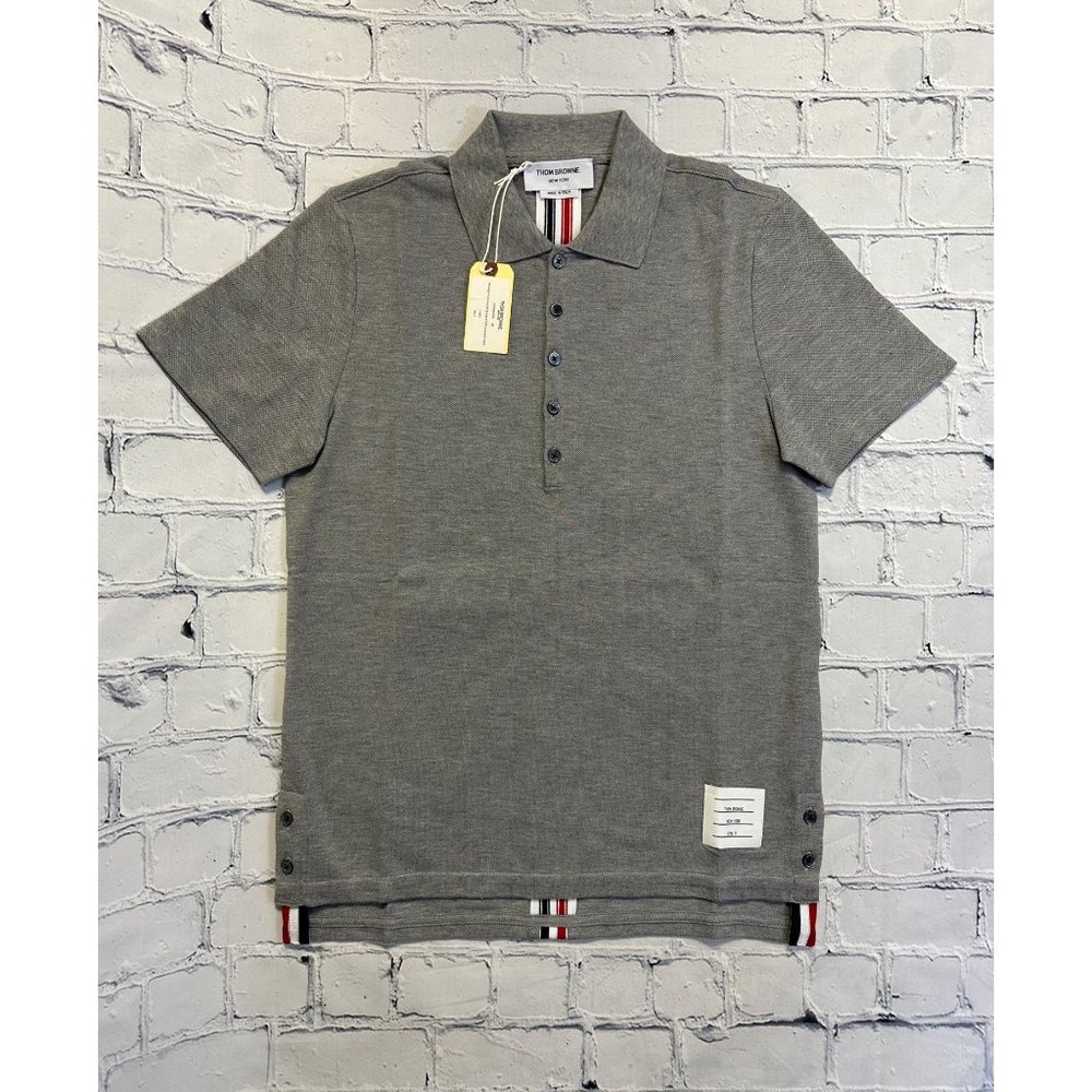 Thom Browne New York Relaxed Fit SS Polo W/ CB RWB Stripe In Classic Pique